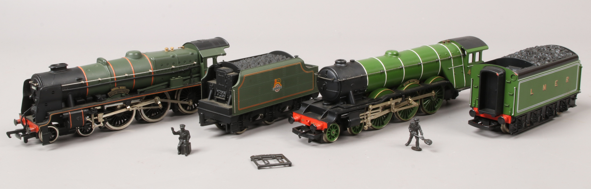 Model railway - A Hornby OO gauge 4-6-2  Flying Scotsman locomotive and tender and a Mainline oo