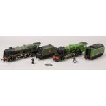 Model railway - A Hornby OO gauge 4-6-2  Flying Scotsman locomotive and tender and a Mainline oo