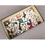 A box of assorted china thimbles etc including boxed examples, Caverswall and Paragon.