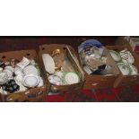 Four boxes of miscellaneous to include large quantity of dinnerwares, coffee set, Carlton ware dish,