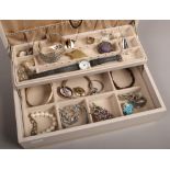 A jewellery box and assorted costume jewellery etc.