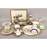 A collection of mixed ceramics to include Masons, Noritake, Johnson Brothers, Minton and Coalport,