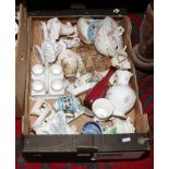 A box of mixed ceramic and glass collectables to include Wedgwood, crested ware, Royal Worcester and