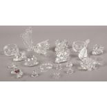 A collection of mainly Swarovski crystal ornaments to include swans, piano etc.