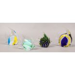 Four Murano style glass tropical fish.