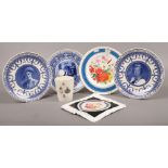 A small group of commemorative ware to include Royal Doulton beaker, Wedgwood and Royal Worcester