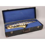 A cased Dearman President tenor saxophone distributed by Dallas Arbiter.