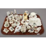 A tray of crested china including Arcadian, Grafton, Willow Art, Fenton etc.