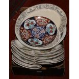 A collection of miscellaneous pottery, Myott & Sons wash bowl, Japanese cabinet plate and a set of