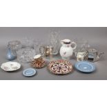 A quantity of collectables including Royal Crown Derby Imari, cut lead crystal, Wedgwood Jasperware,