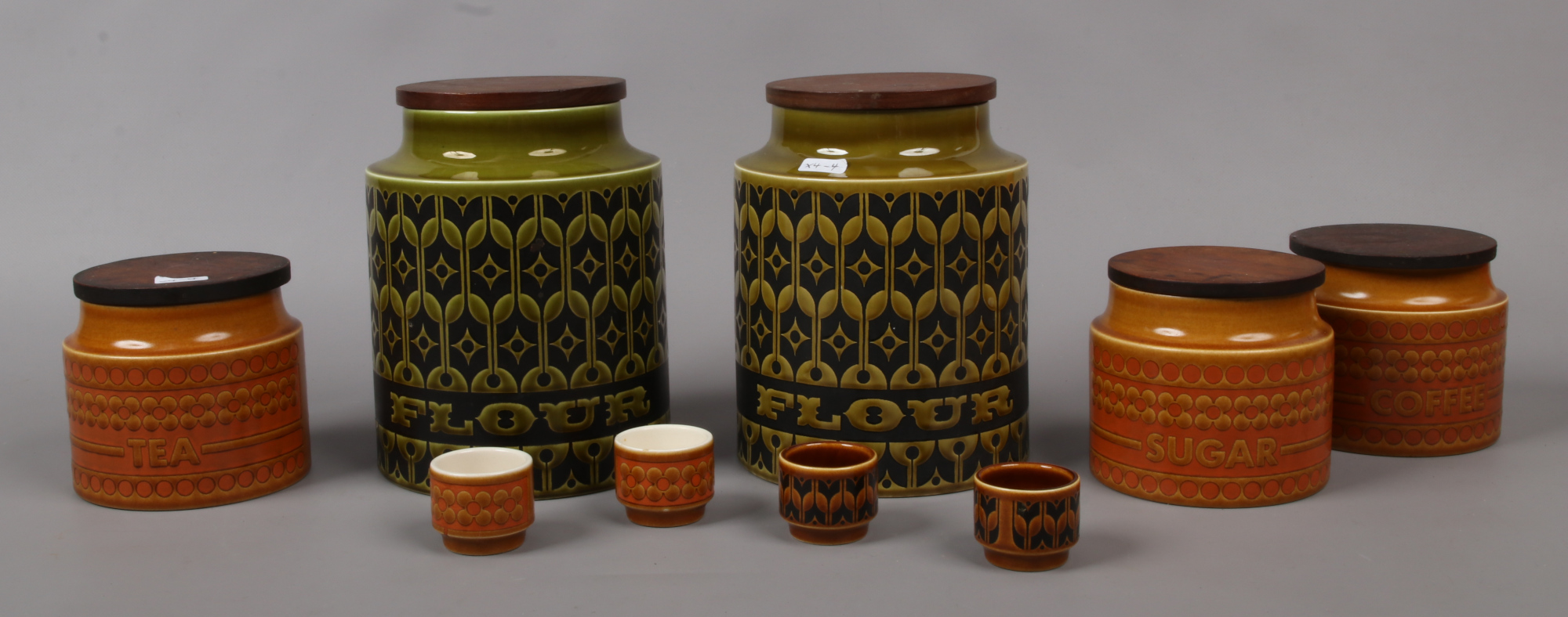 A group of Hornsea storage jars to include Saffron pattern examples.