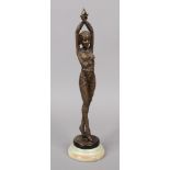 After Demétre Chiparus, a bronze Art Deco style figure of a starfish girl raised on stepped onyx