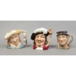 Three Royal Doulton character jugs; Porthos D6440, Scaramouch D6818 and Johnny Appleseed D6372.