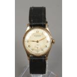 A gentleman's 9ct gold cased manual Buren Grand Prix wristwatch with subsidiary seconds and