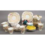 A collection of bone china teawares to include Collingwoods hand painted example, Royal Stuart etc.