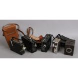 A Warwick No.2 box camera and four Cine cameras including two Cine Kodak model BB, Revere 40 and a