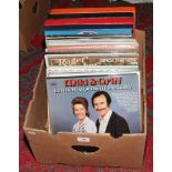 A box of mainly easy listening L.P records.