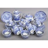 A collection of Copeland Spode Italian design blue and white teawares, approximately 56 pieces.