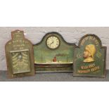 Three reproduction painted maritime wall plaques, one set with a timepiece for J. L. thompson de