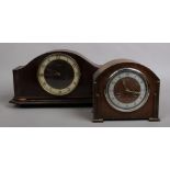Two mid 20th century dome top 8 day mantel clocks, makers A. Garant and Bentima.