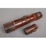 A World War I leather cased brass three drawer telescope T. T & H Ltd 1917 with high and low
