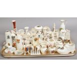A tray of crested china to include Arcadian, civic cat etc.