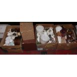 Three boxes of miscellaneous to include Royal Albert, oak mantel clock, boxed Duchess bone china,
