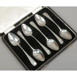 A set of six George III silver teaspoons partial marks, duty stamp, 64 grams.