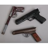 Three pistols to include F. Clarkes patent The Warrior by Accles & Shelvoke Limited air pistol, T.