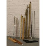 A quantity of mostly vintage fly and course fishing rods including Hardy's, Shakespeare, Bernarn &