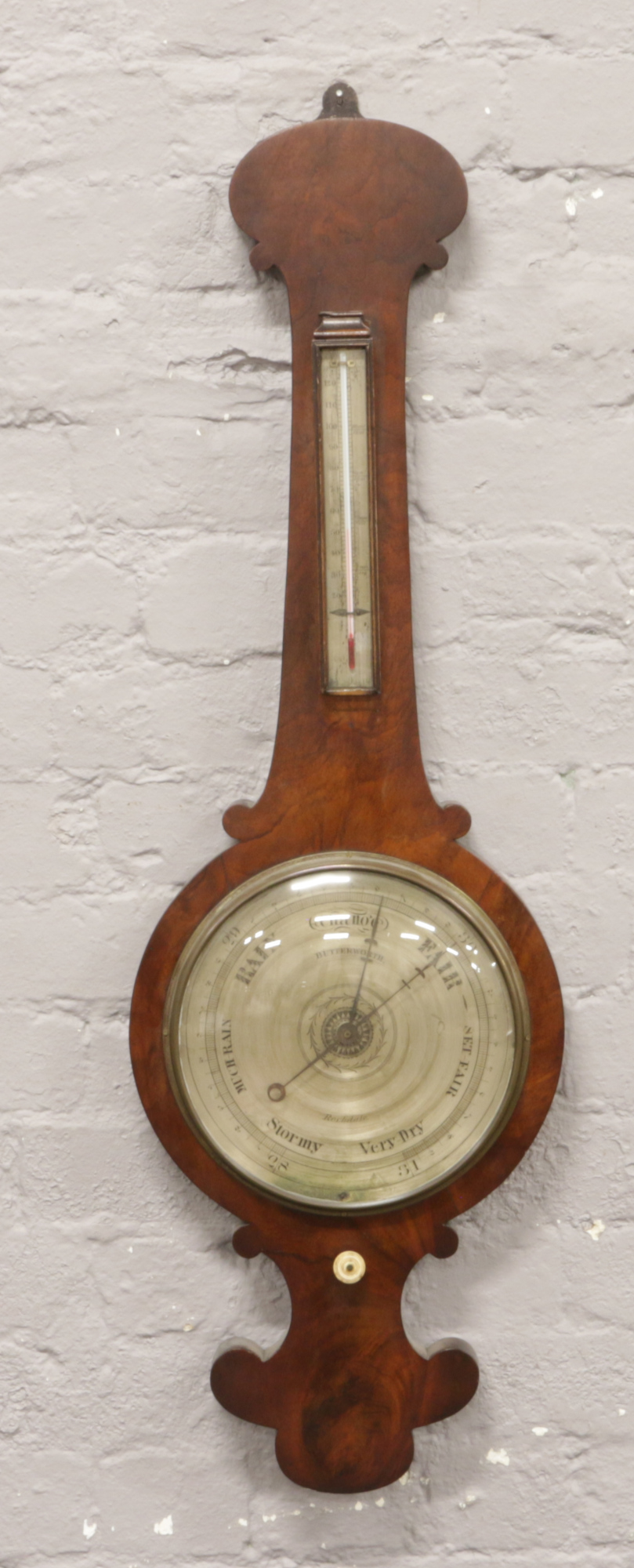 A Regency mahogany banjo barometer with silvered dials, 102cm.Condition report intended as a guide