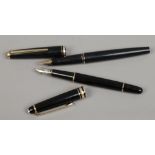 A Mont Blanc Meisterstuck fountain pen with 4810 14ct gold nib, along with another Mont Blanc