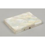 A mother of pearl parquetry inlaid card case.