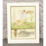 An unframed erotic watercolour In off the Pink monogrammed GMCH signature indistinct.