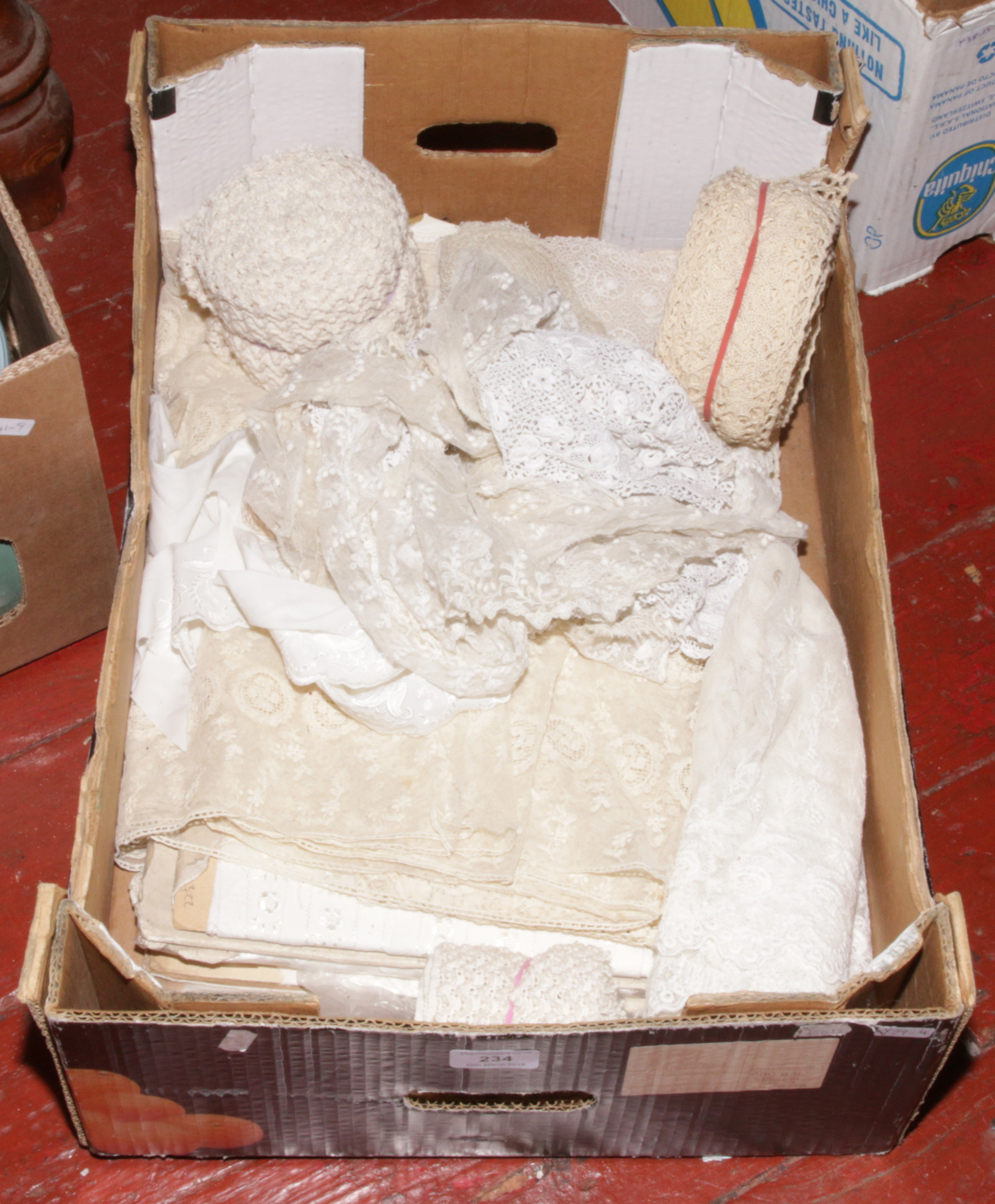 A box of vintage and antique lace.