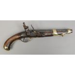 An 18th century French military Flintlock brass mounted pistol.Condition report intended as a