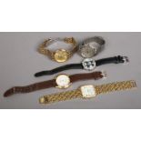 Five gents quartz wristwatches including Sekonda.