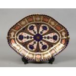 A Royal Crown Derby Lozenge shape Imari pattern dish with Masonic presentation inscription to base