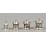 Four 19th century silver spice pots, possibly Judaic. Punch marks to base.