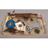 A tray of collectables to include Diecast vehicles, Indian carving set, letter openers, Montine