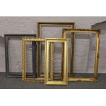 Five ornate picture frames mainly gilt examples.