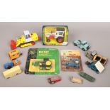 A box of assorted Diecast model vehicles including Corgi, Lesney and Dinky along with agricultural