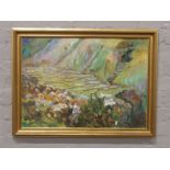 A gilt frame impressionist landscape oil on canvas, signed Boden.