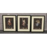 Three framed prints each depicting classical maidens.