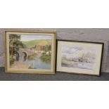 A gilt framed oil on canvas, rural landscape. Signed L. Sodedu, along with a framed print after