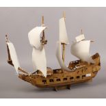 A scratch built model of a four mast ship.