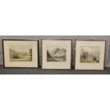 Three framed coloured engravings by R - Herdman - Smith, two depicting The Lake District, the