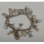 A silver charm bracelet.