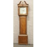 A George III oak and mahogany 30 hour longcase clock with painted square dial incorporating