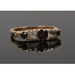 A 9ct gold amethyst and diamond ring, size N.